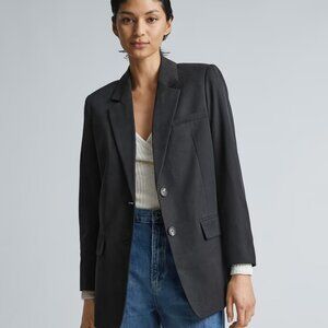 Everlane The Tencel Oversized Blazer Jacket Size 14 Black Academia Office Formal